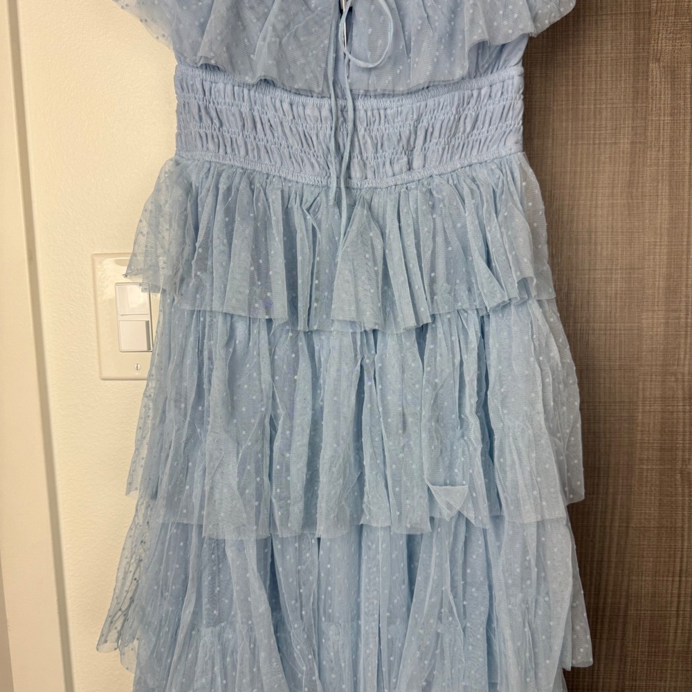 NEW Petal & Pup Blue Belle Maxi Dress Tiered Ruffle Lace Balletcore Size Medium - Picture 6 of 13
